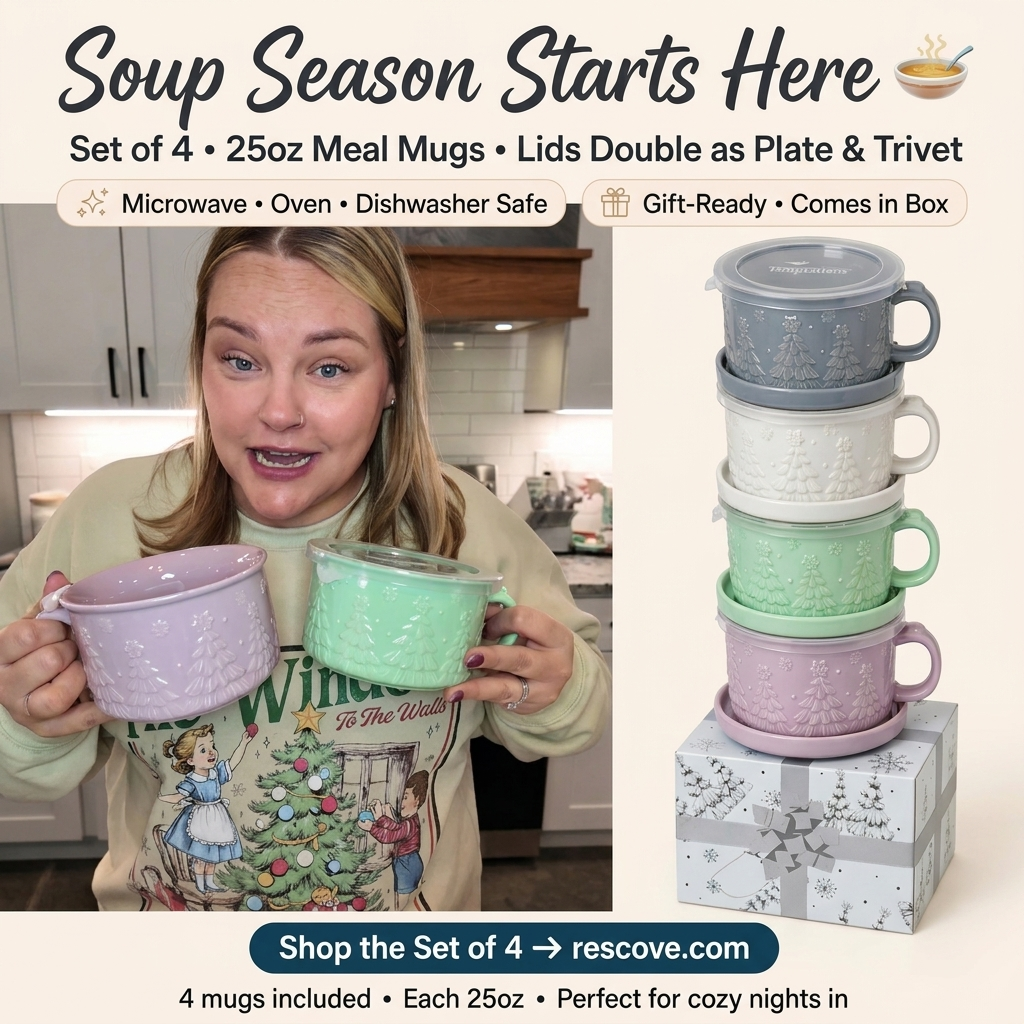 🎅Christmas Sale🎅25-oz Mug Meals w/ Lid-its