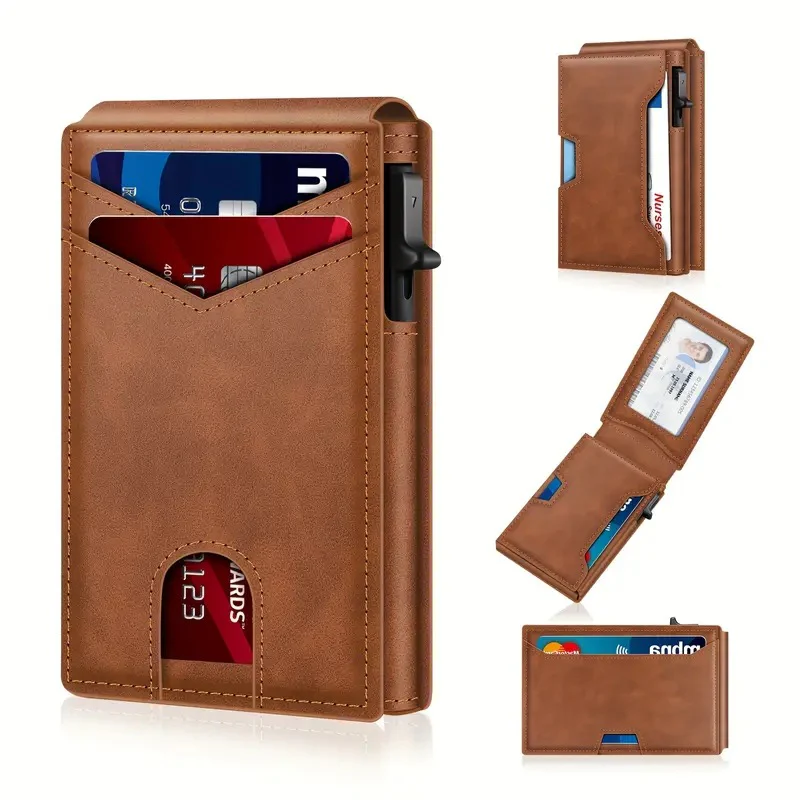 🔥Slim Pop-Up RFID Wallet for Men –1ID Window, Pop-Up Card Holder,Money Clip