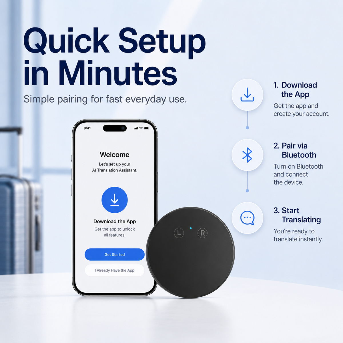 🔥LAST DAY 49% OFF🔥AI Language Translator Device – Real-Time Two-Way Voice Translator with Multi-Language Support