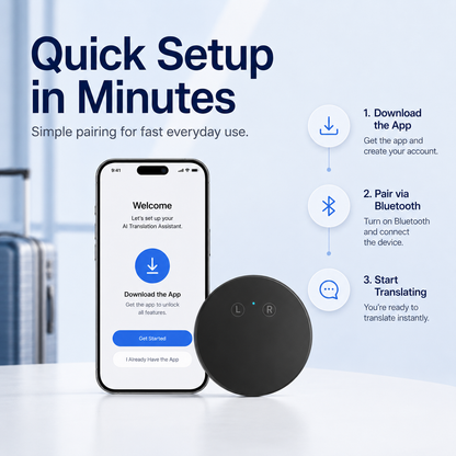 🔥LAST DAY 49% OFF🔥AI Language Translator Device – Real-Time Two-Way Voice Translator with Multi-Language Support