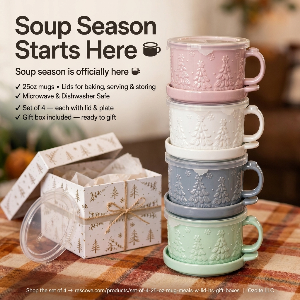 🎅Christmas Sale🎅25-oz Mug Meals w/ Lid-its